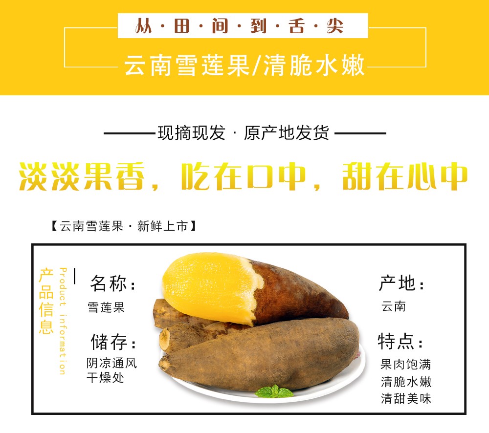 75920-云南天山雪莲果 高原新鲜应季红沙泥红心水果黄心雪连果 带箱10斤装(净重9斤)-详情图