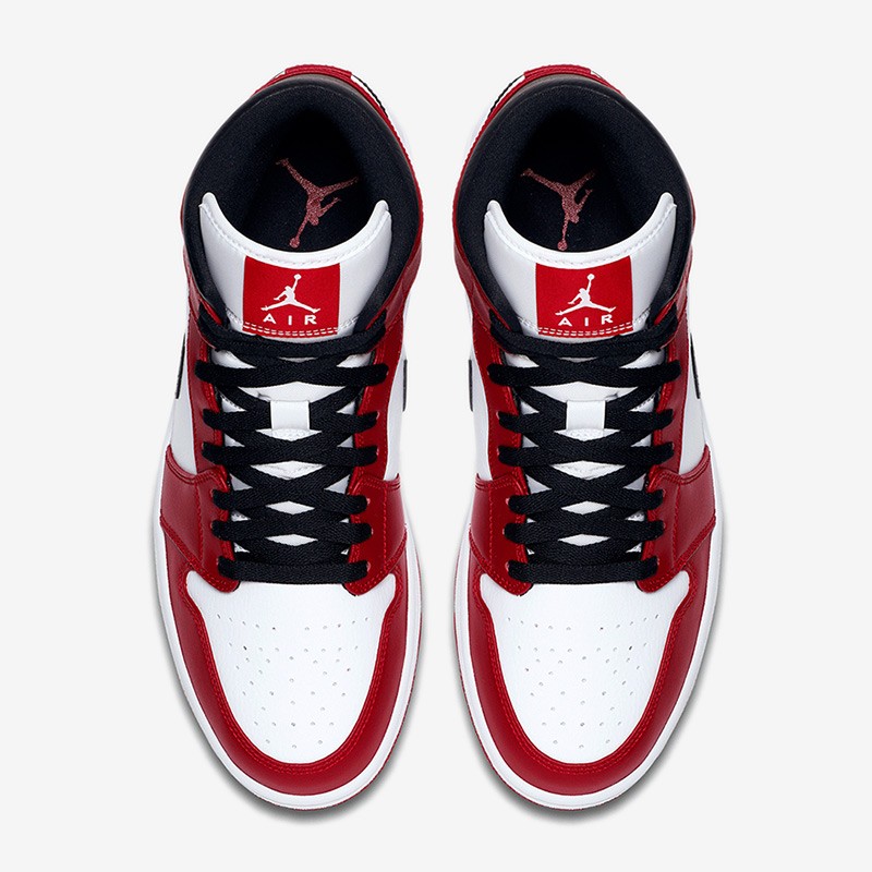 耐克nike air jordan 1 mid aj1白红小芝加哥男子中帮运动鞋板鞋篮球