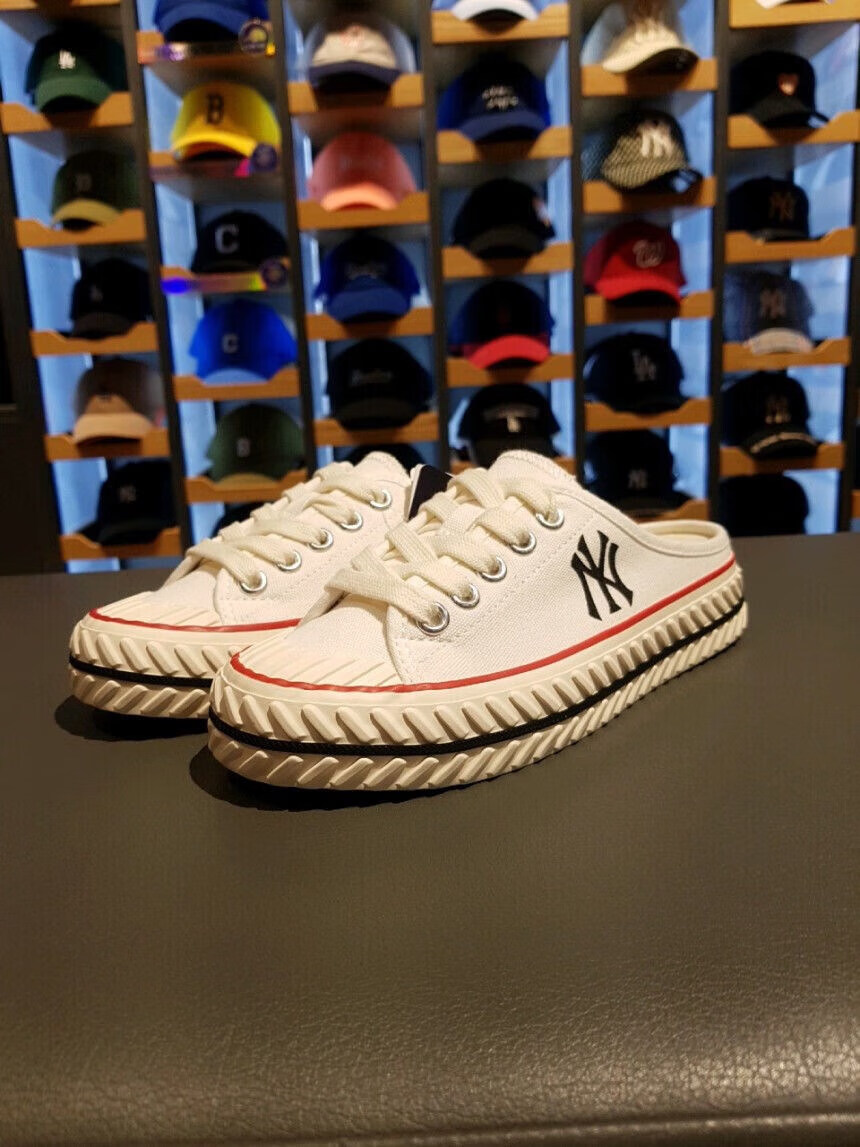 mlb韩国春夏女鞋半拖鞋ny老花男鞋厚底ins休闲鞋饼干鞋帆布鞋 ny-半拖