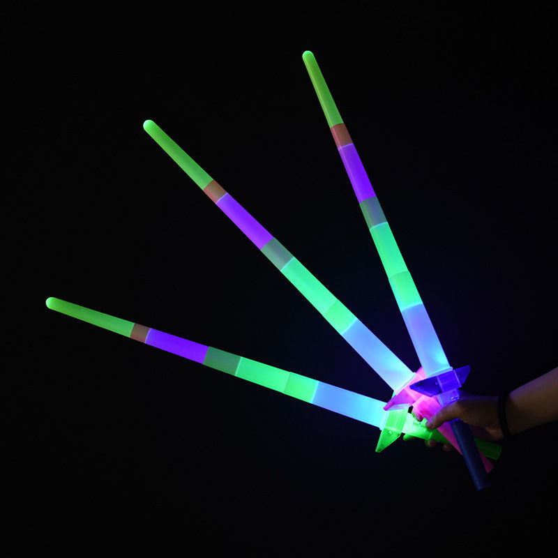 儿童发光玩具四节伸缩发光棒演唱会闪光演出摆摊荧光棒激光剑地摊发光