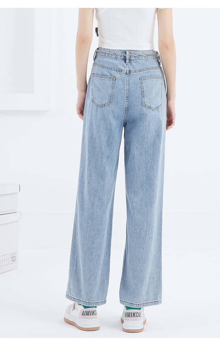 ief/爱依服高腰牛仔裤女2022夏季新款百搭显瘦镂空设计感小众长裤3215