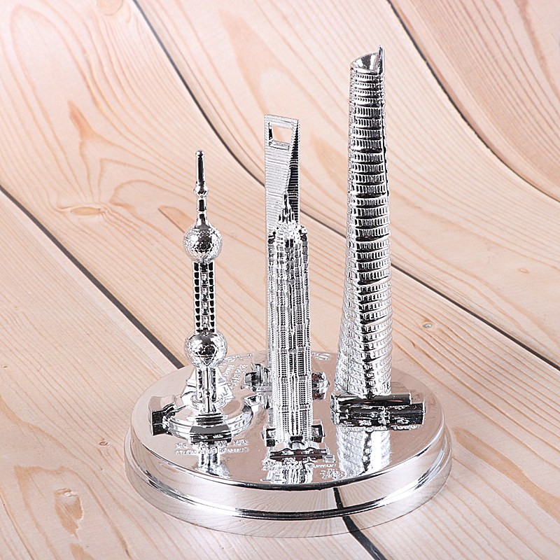 东方明珠 金茂大厦中心环球旅游纪念品 (中号新款套装)金色上海地标