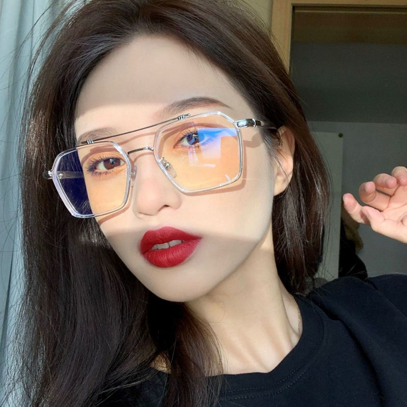 男士眼镜平镜眼镜男款潮流霸气平光眼镜男无度数学生眼镜护目亮黑金框