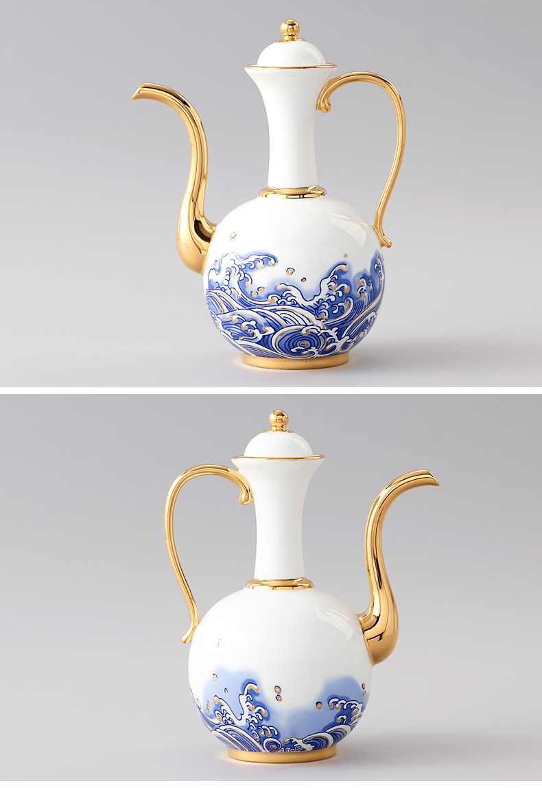 auratic 国瓷永丰源 先生瓷 海上明珠10头白酒具家庭黄酒具套装 10头