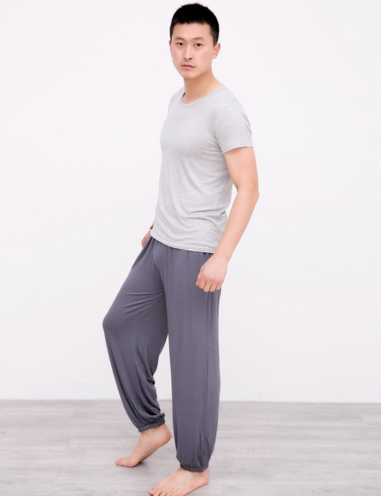 枫岚情瑜伽裤男男士裤子莫代尔家居裤长裤加肥加大码灯笼太极休闲睡裤