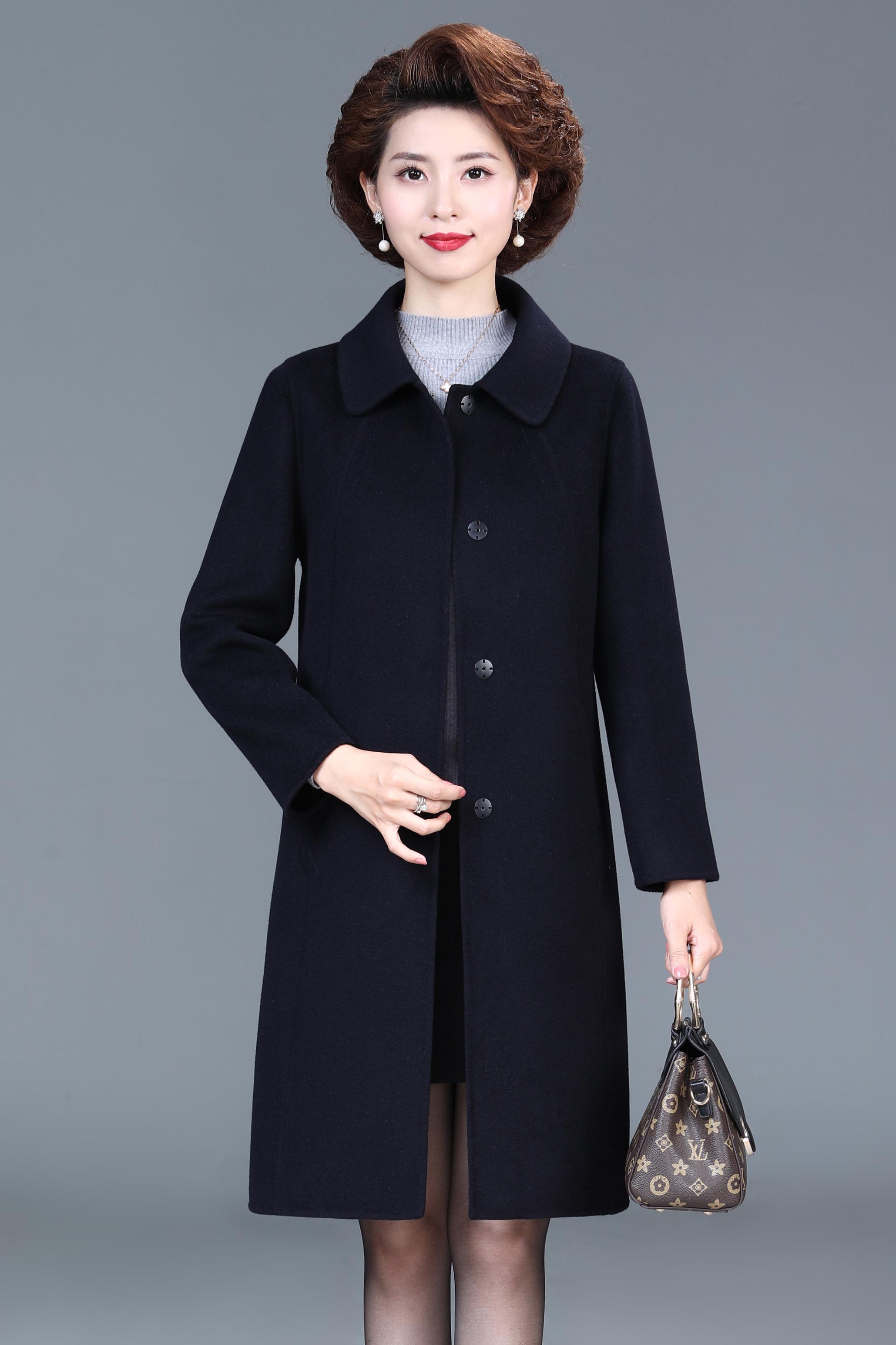 wrty轻奢原创女装中老年人双面呢羊绒大衣女中长款高端洋气大码妈妈秋