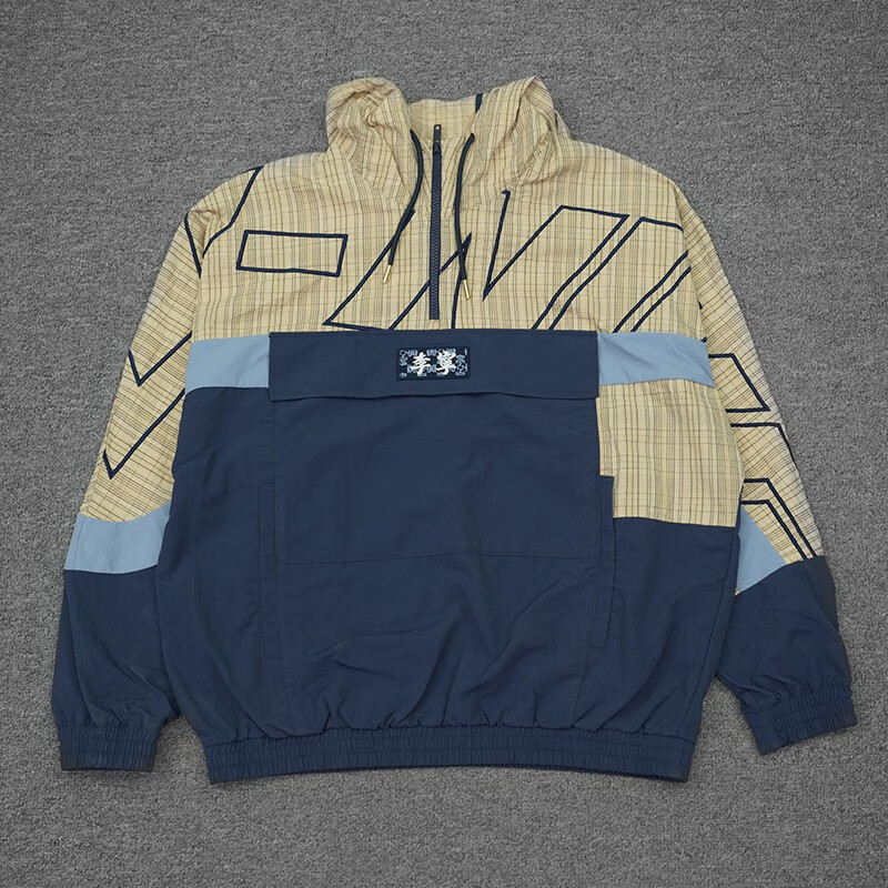 李宁风衣外套男子2022秋季新款时尚休闲宽松半拉链套头上衣外套运动服