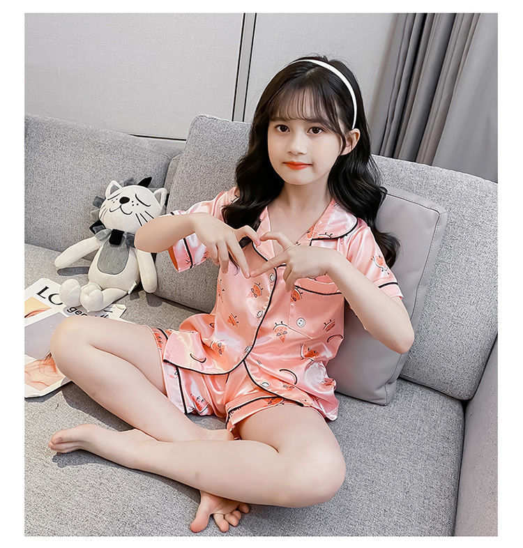 睡衣夏季套装薄款小女孩可爱宝宝小孩夏天家居服儿童粉色香蕉90正码