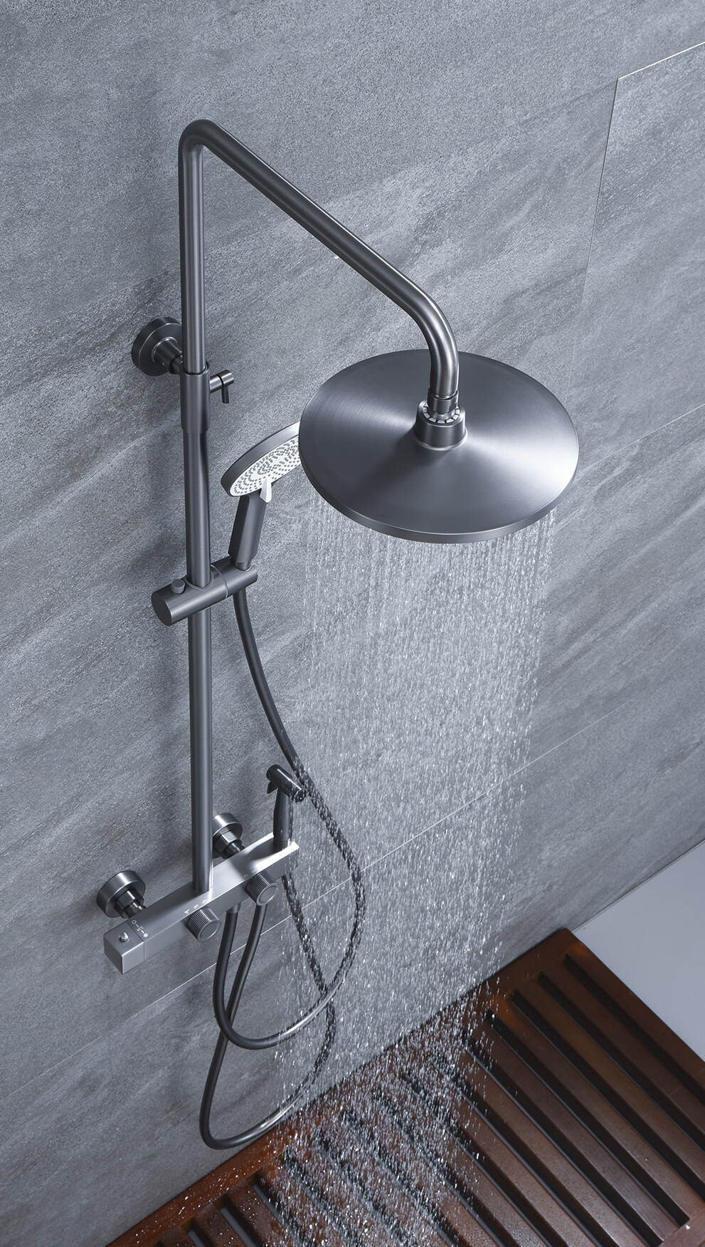 德国自高(zigao)智能恒温花洒套装四档精铜淋浴花洒空气增压顶喷可