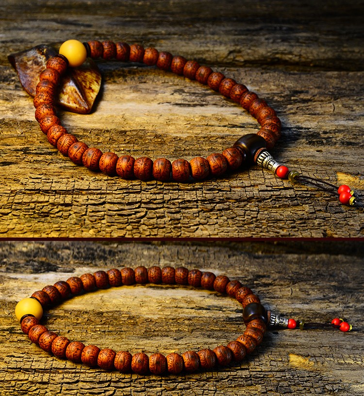 凤眼菩提子手持手串藏式酥油供老凤眼男女108佛珠牛角羊角牛角佛头14