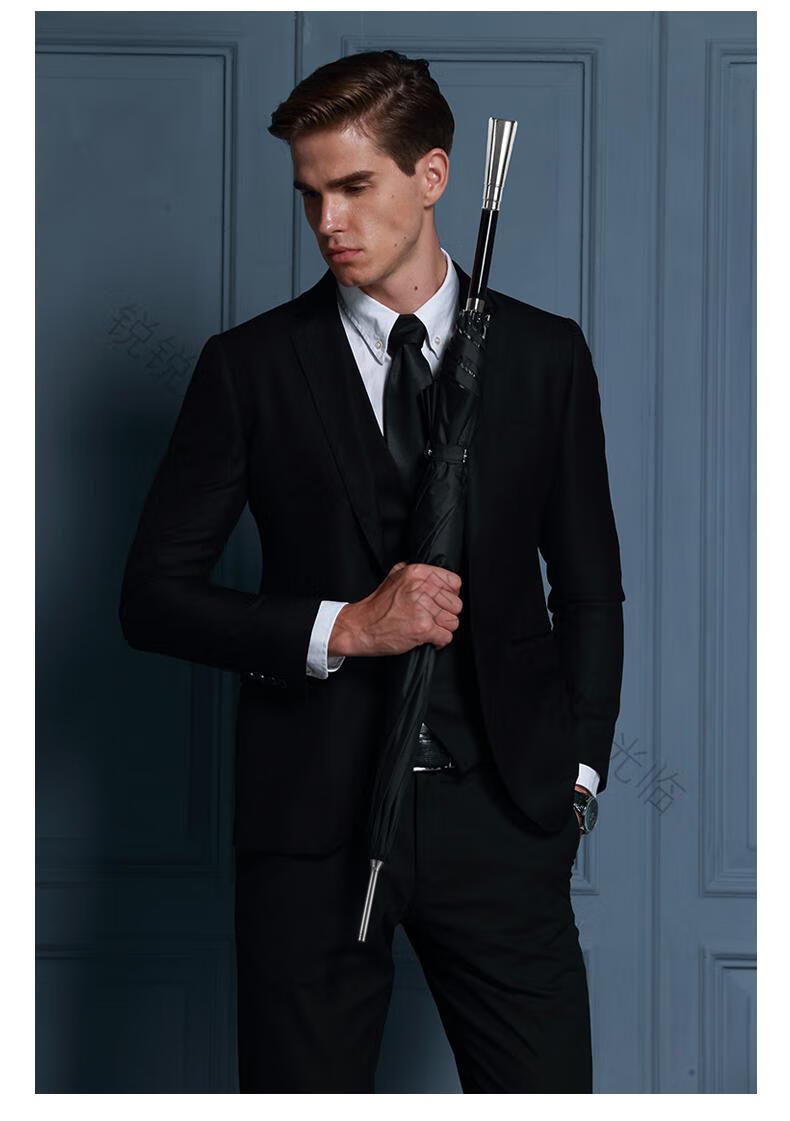 bijia高档雨伞设计绅士长柄雨伞大号双人个性纯色简约男直杆伞绅士长