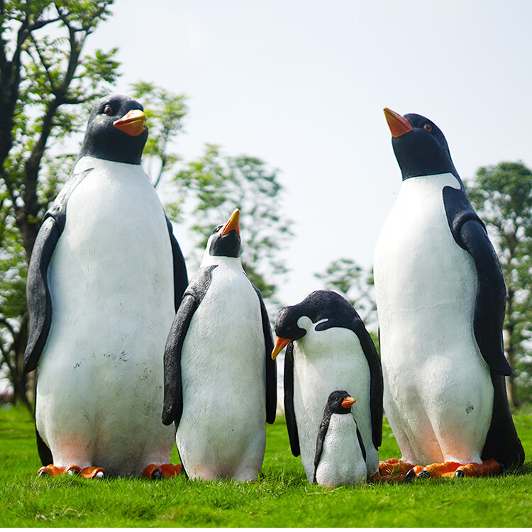 室外仿真企鹅摆件雕塑玻璃钢动物模型海洋馆道具冰雪世界主题装饰a款