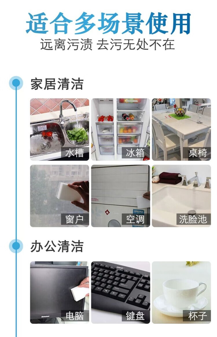 【甄选直发】纳米海绵魔力擦神奇魔术擦海绵用水只需一擦茶杯鞋家用厨房清洁棉茶杯海绵 只需用水【一擦即净】强效去污 【发-50】详情图片18