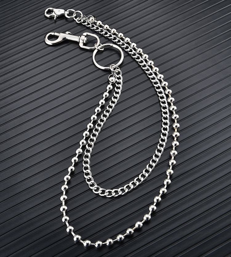 聂庄嘻哈街舞裤链牛仔装饰链子裤链百搭金属挂饰双层腰链男士嘻哈潮流