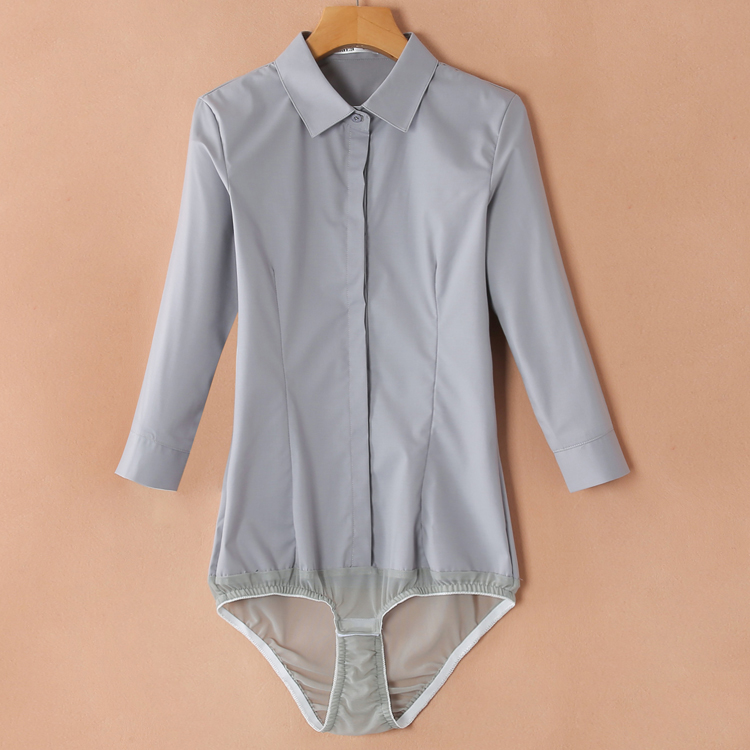 南极人品牌女士衬衫内裤高端职业连体衬衫女士连裆带内裤的白衬衣上衣
