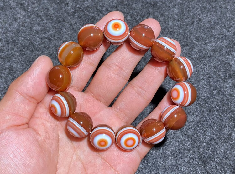 全意琳 巴西缠丝天眼玛瑙手串男女款玉髓单圈圆珠散珠子红色玛瑙手链