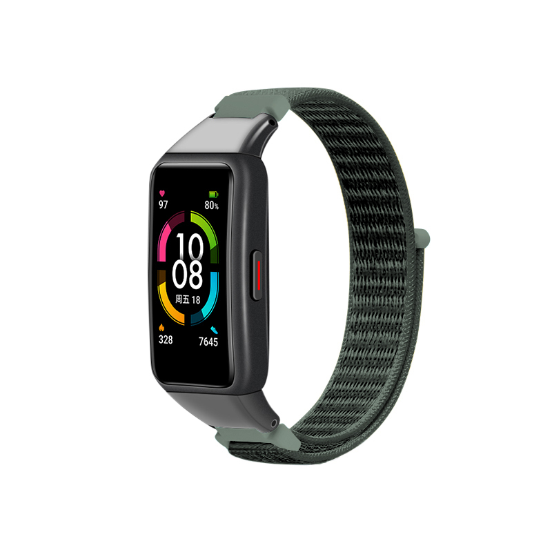 qadjg适用华为荣耀手环66nfc表带pro腕带编织尼龙回环彩色透气男女生