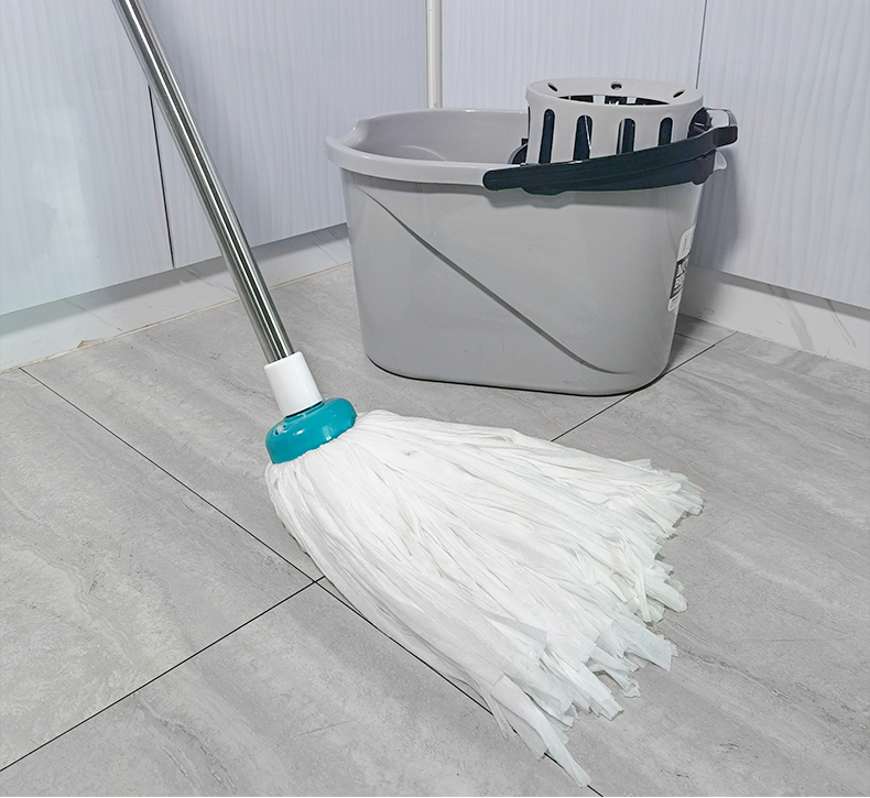 无纺布拖把大圆头布条无纺布拖把家用老式墩布吸水不易掉毛耐污不锈钢