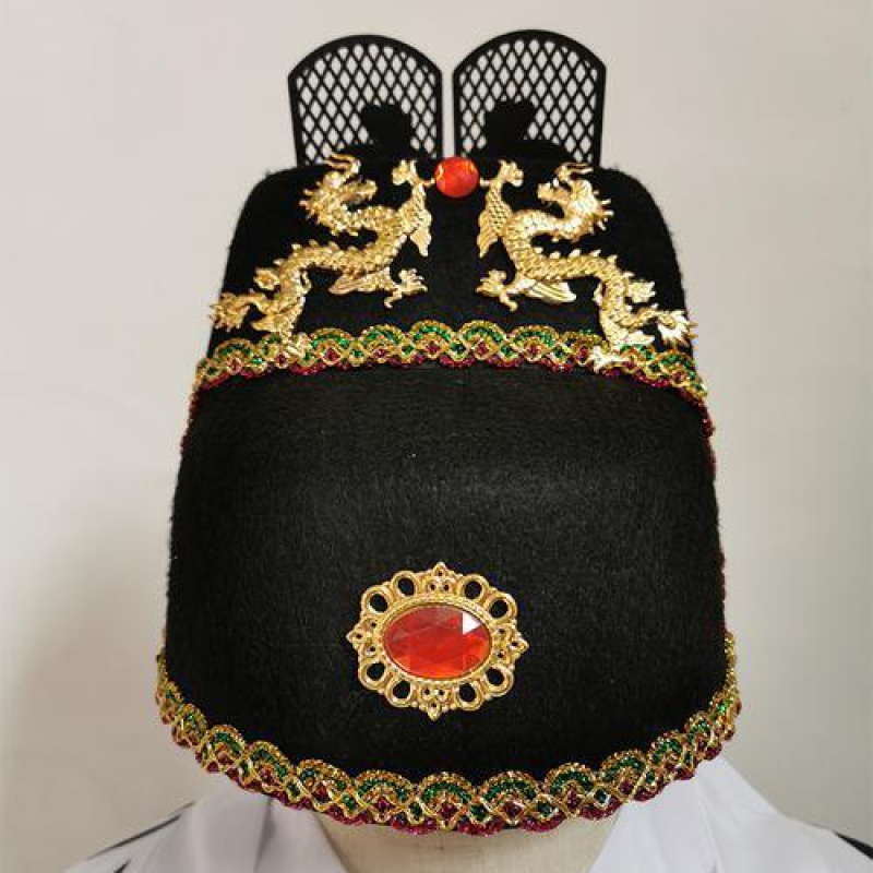 新品皇帝帽飞鱼服锦衣卫帽子男明朝影视古装绣春刀大圆帽冕冠皇帝帽子