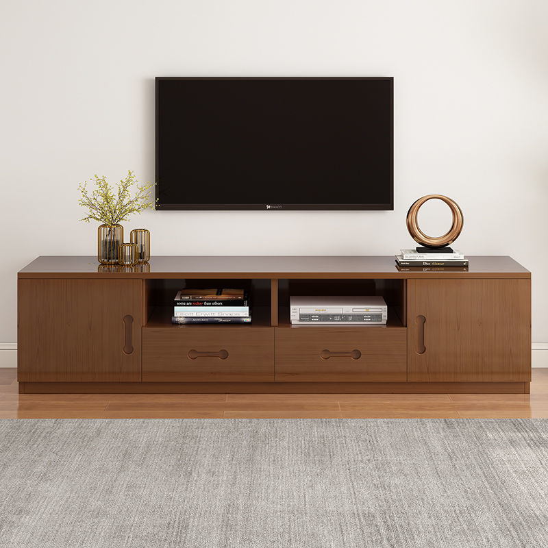 新品实木松木电视柜茶几多功能组合小户型储物创意客厅茶几桌 柚木色