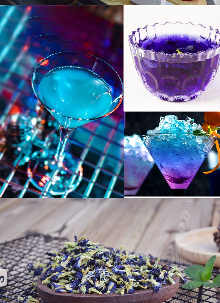 2021新货蝶豆花蓝蝴蝶干粉碟干花可搭食用柠檬片水果茶奶茶店图片色