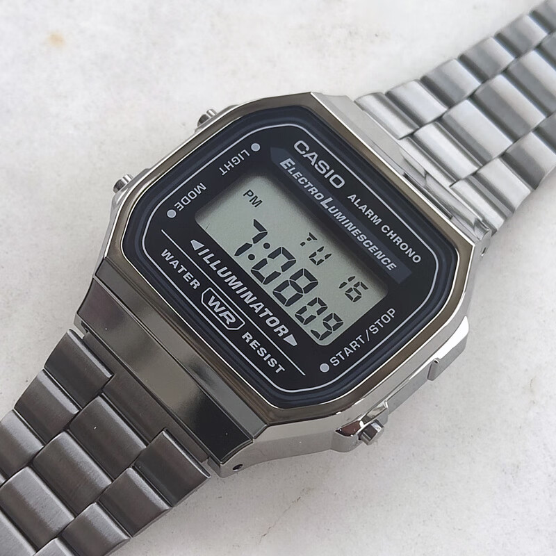 卡西欧(casio) 手表a168wgg-1b复古方块七年电子钢带反显表 a168wgg