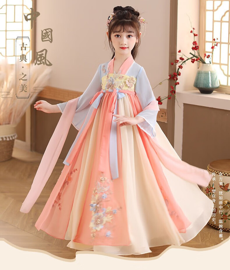 汉服女童春夏儿童民族服装仙气小孩古风女装超仙小女孩10岁中国风襦裙