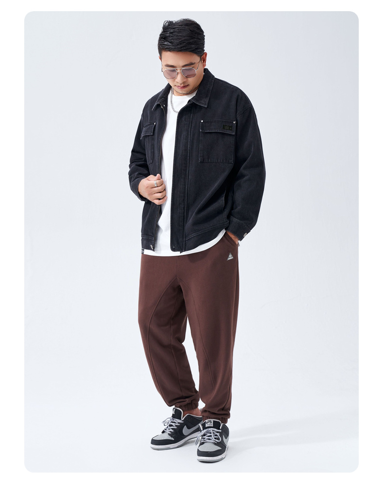 半墨大码男装牛仔夹克男加肥加大复古潮胖子宽松休闲外套男春秋季大码