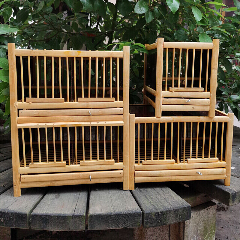 广式两格四格排笼画眉鸟笼运输上山携带过度笼竹笼生鸟遛鸟小方笼 单