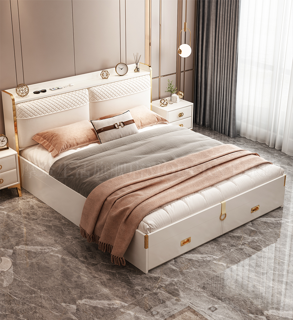 摩登生活 轻奢床现代简约实木轻奢床1.