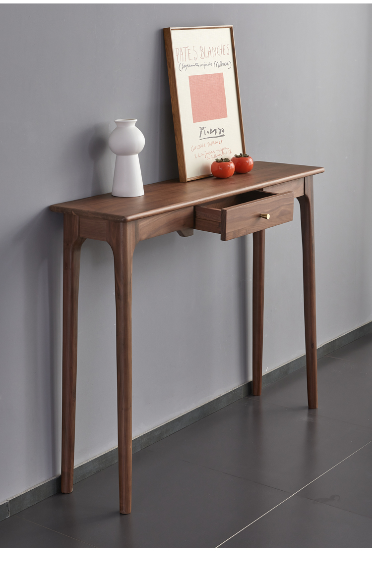 桌 北美黑胡桃木条案 实木玄关台桌供桌条几现代简约新中式窄桌条桌