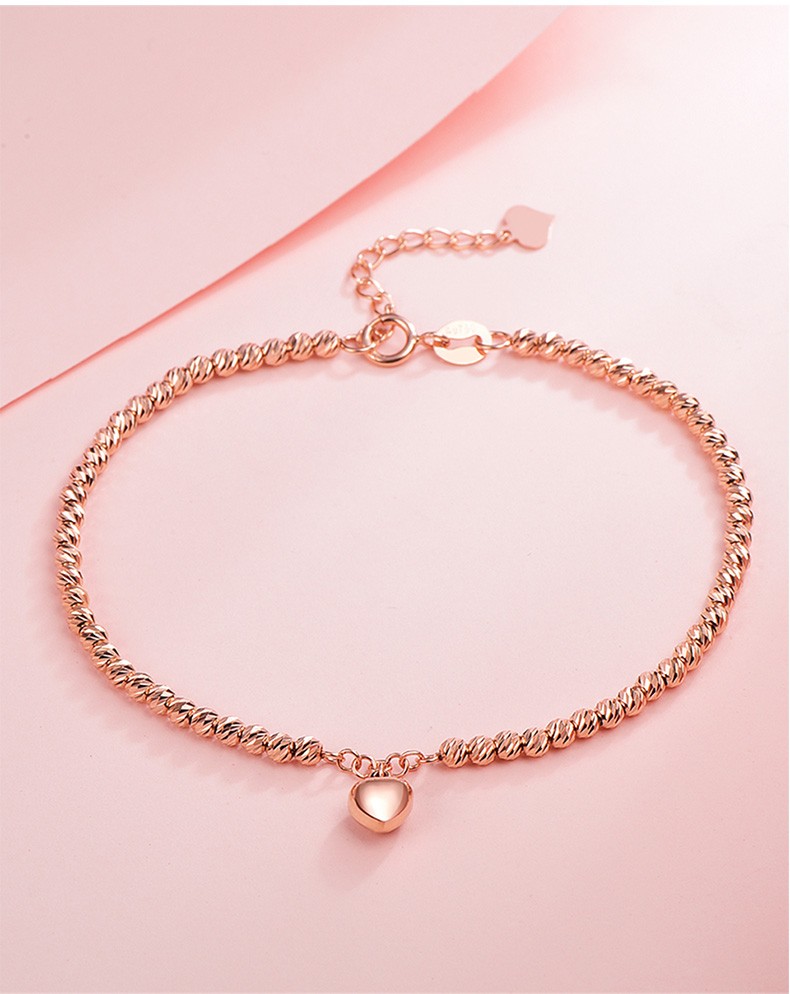 18k玫瑰金小红心彩金手链简约个风ins森系小众设计女友礼物送女朋友