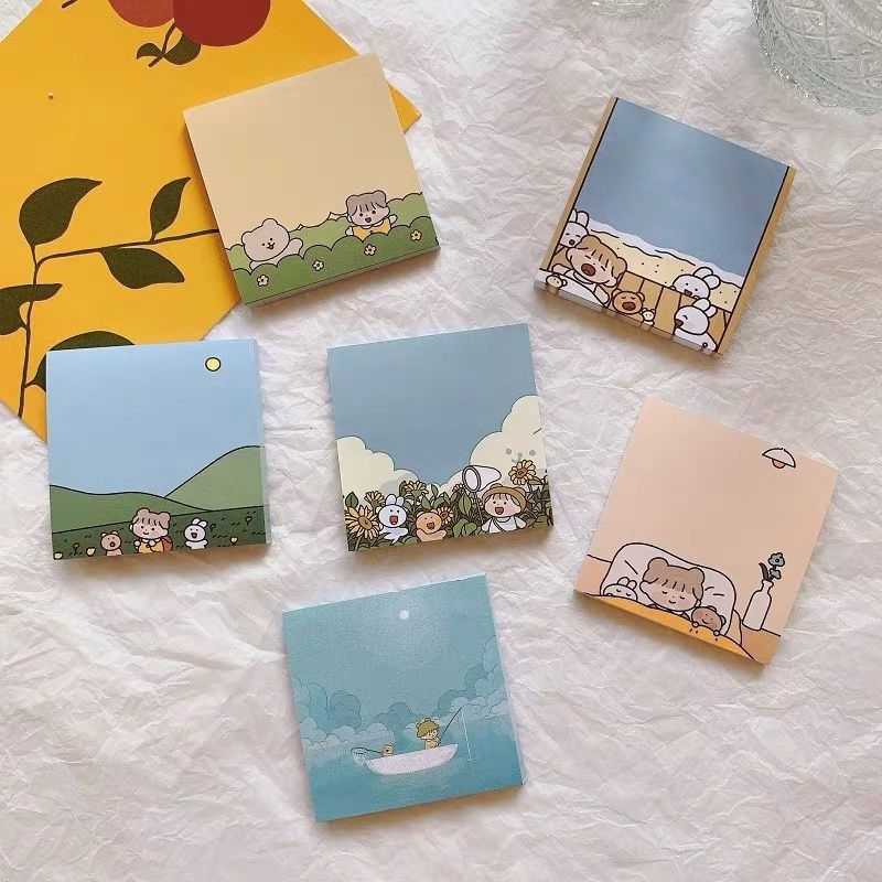 精选品质韩系ins风fommy阿洛旅行系列便利贴可爱卡通小女孩学生留言