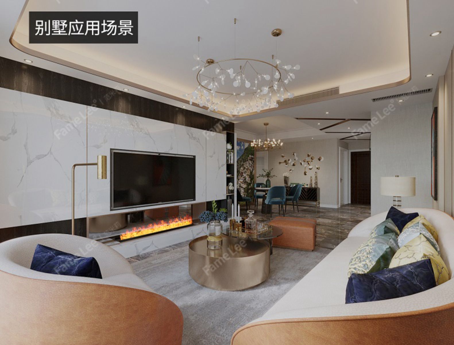 奇樽3d雾化壁炉嵌入式电视背景墙装饰柜电子仿真假火焰壁炉芯加湿器