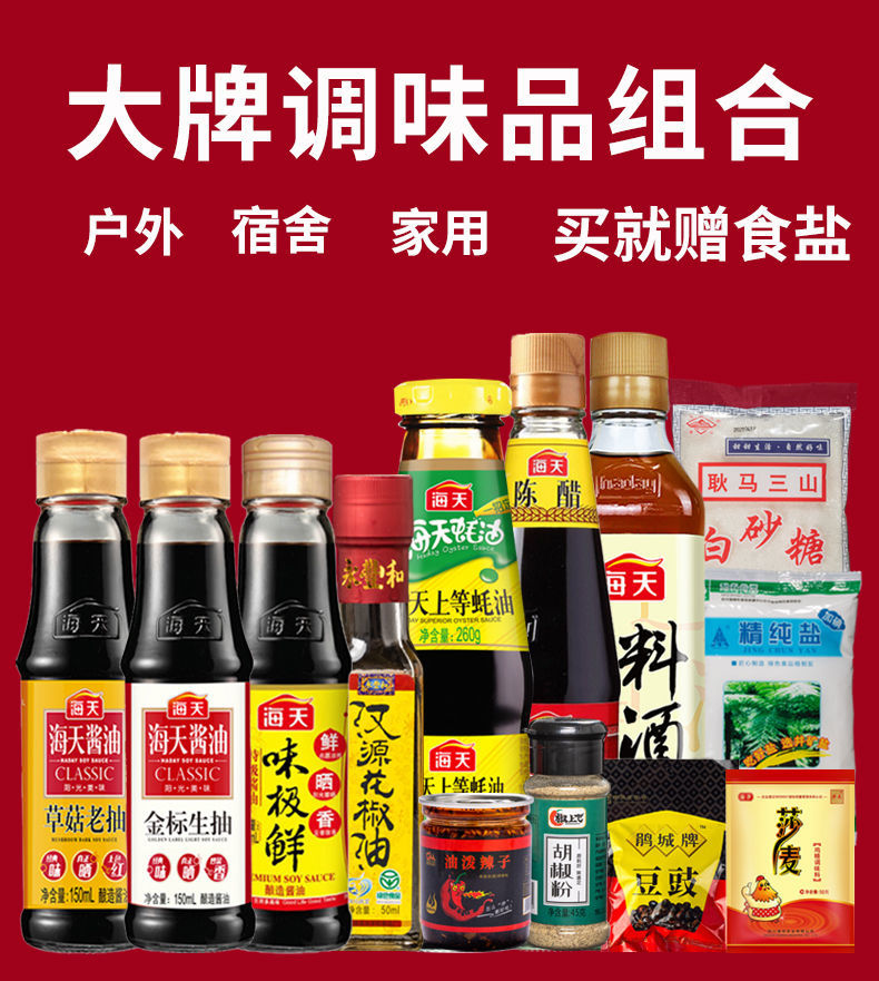海天家用调料组合套装小瓶酱宿舍用调味料生抽老抽酱油蚝油料酒陈醋