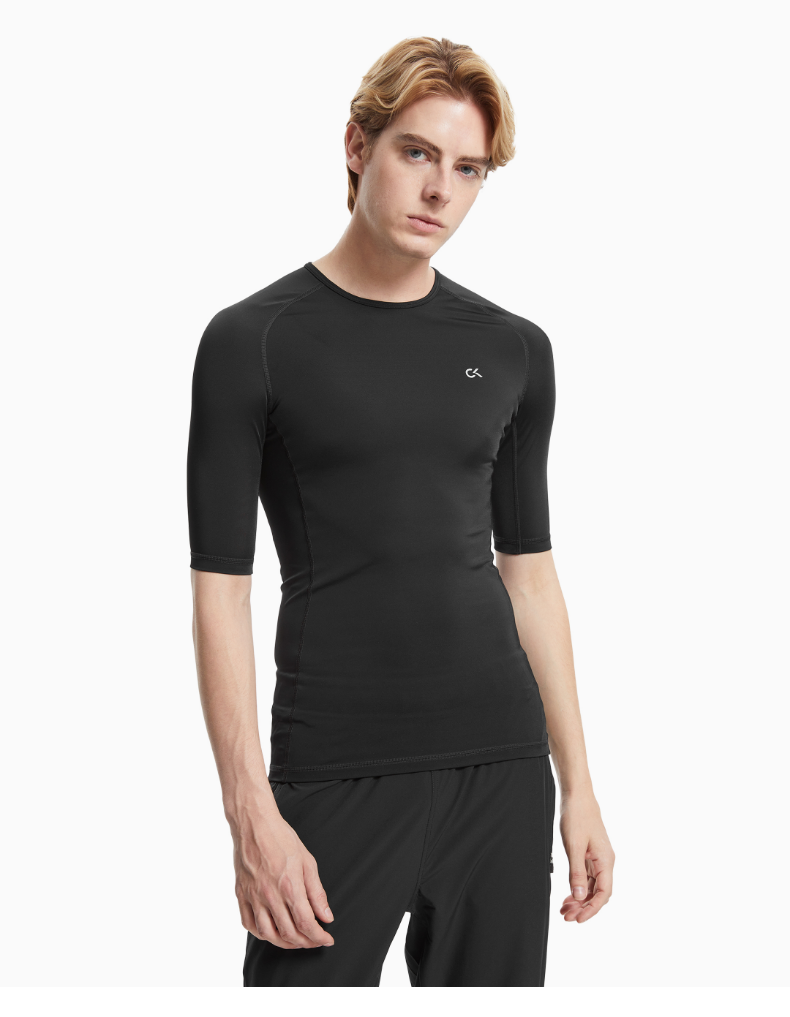 ck运动经典款男装圆领紧身弹力简约时尚经典logo短袖t恤4mf8k168 470