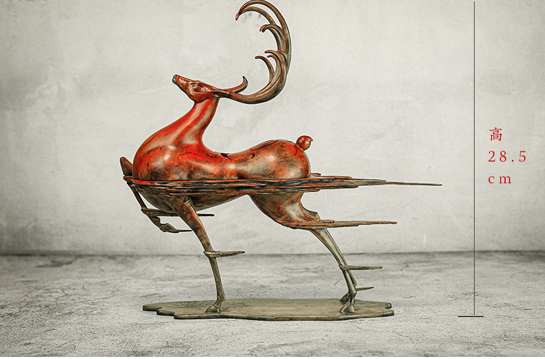 【曾荣辉xl19a-44麋鹿】曾荣辉-大智慧 新品奔鹿造型艺术铜器盘香炉
