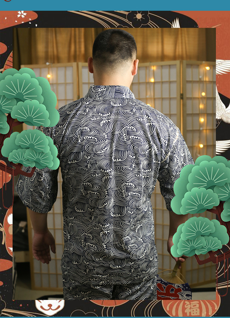 甚平男浴衣日系u熊壮熊胖熊和风家居服熊圈夏2021 (蓝)纯 衣服 裤子 m