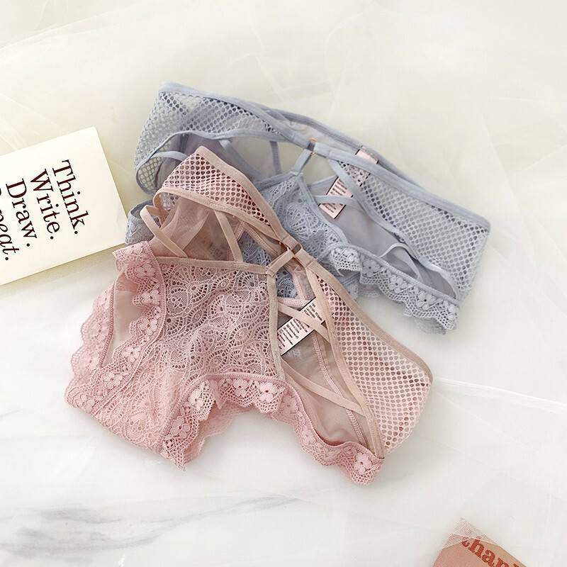 网纱ins时尚蕾丝透明镂空性感透气中腰透气学生女内裤性感蕾丝早春超