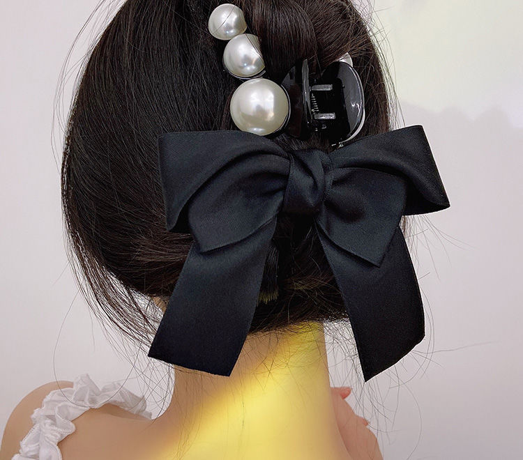 夹子头饰女2021年新款头发发夹后脑勺大号发抓夹鲨鱼夹 01-黑色蝴蝶结