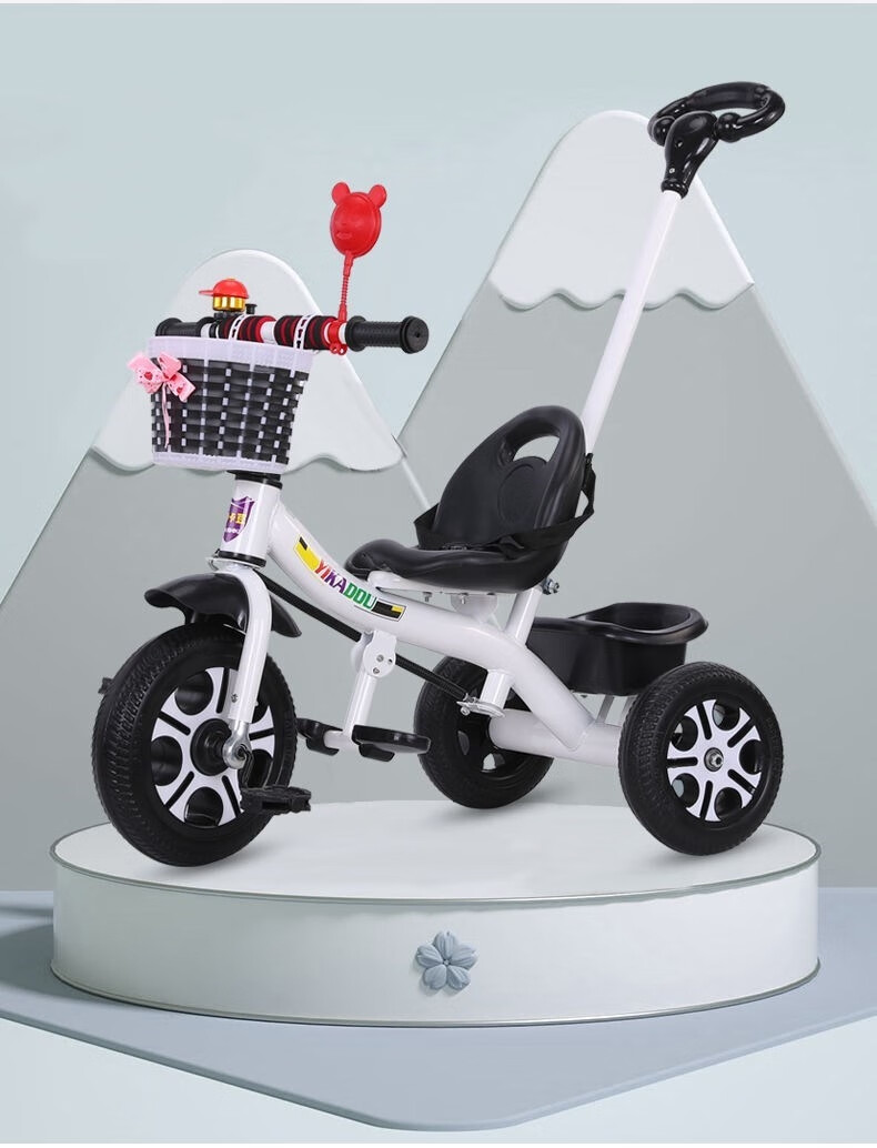 宝宝手推脚踏幼儿园儿童三轮车 大s经典款粉色 12寸【图片 价格 品牌