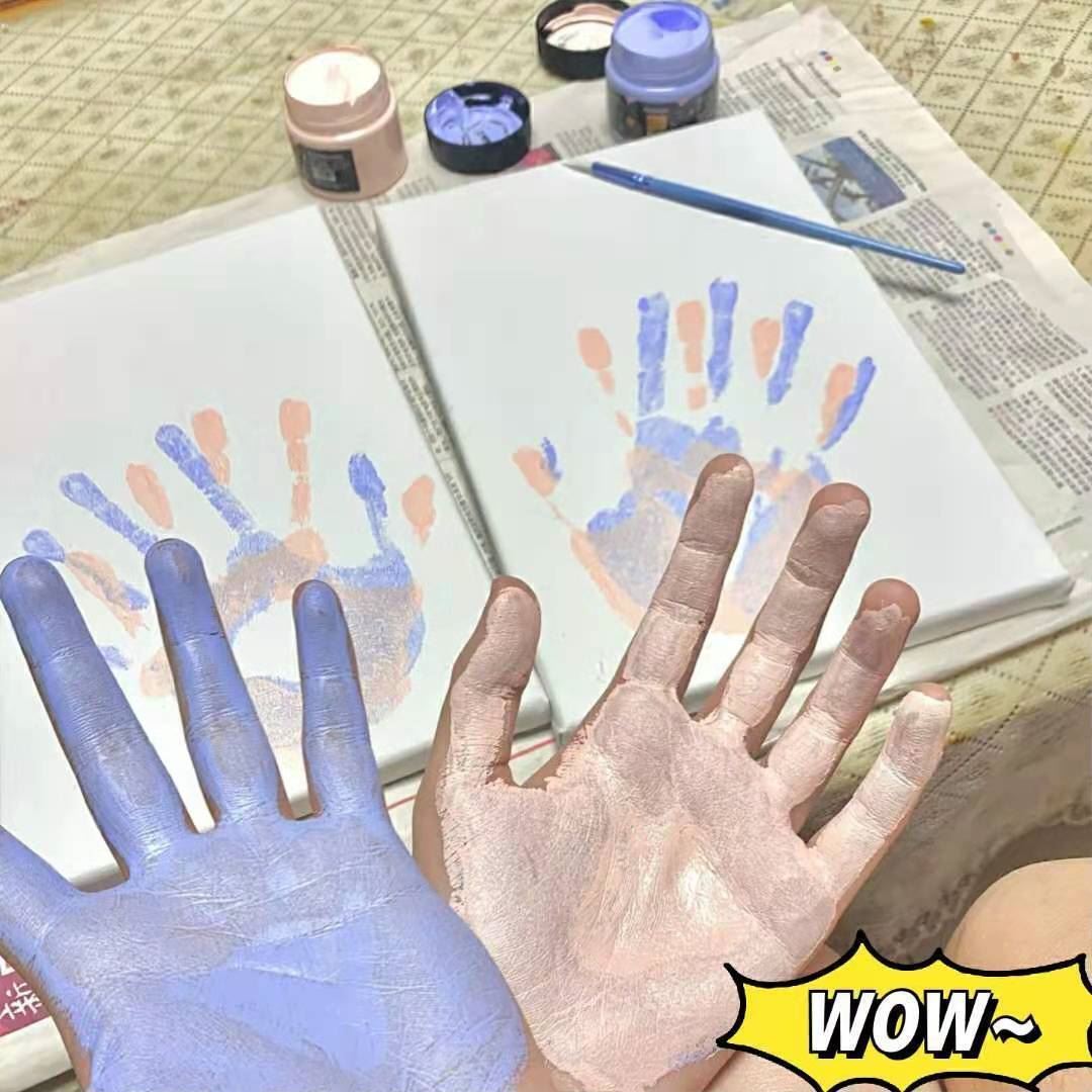 情侣手印相框diy彩色印手印按手掌印油画颜料印泥百天纪念礼品物1个