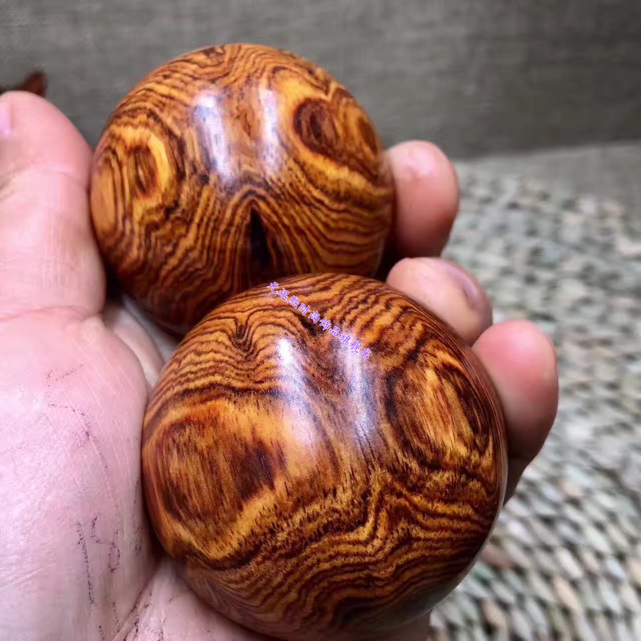 0手球海黄保健球手把件山水纹手球 50mm一对海黄