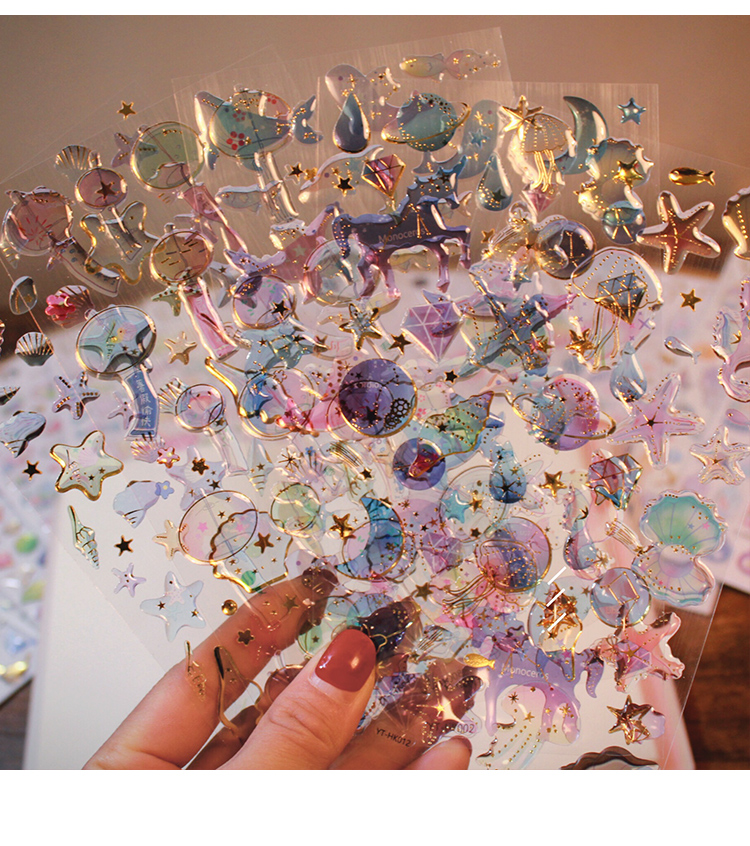 梦幻滴胶水晶贴纸透明立体手机装饰学生礼品手帐素材儿童贴画奖励粘贴