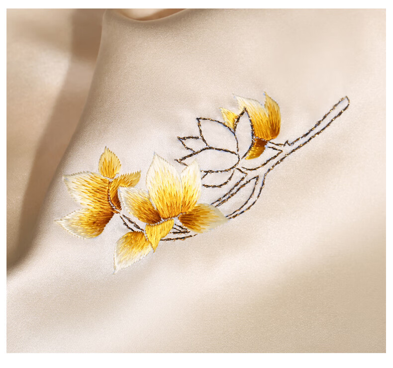 jedmviss 真丝手工刺绣手帕古典玉兰花苏绣手绢双层蚕丝绸缎绣花礼品