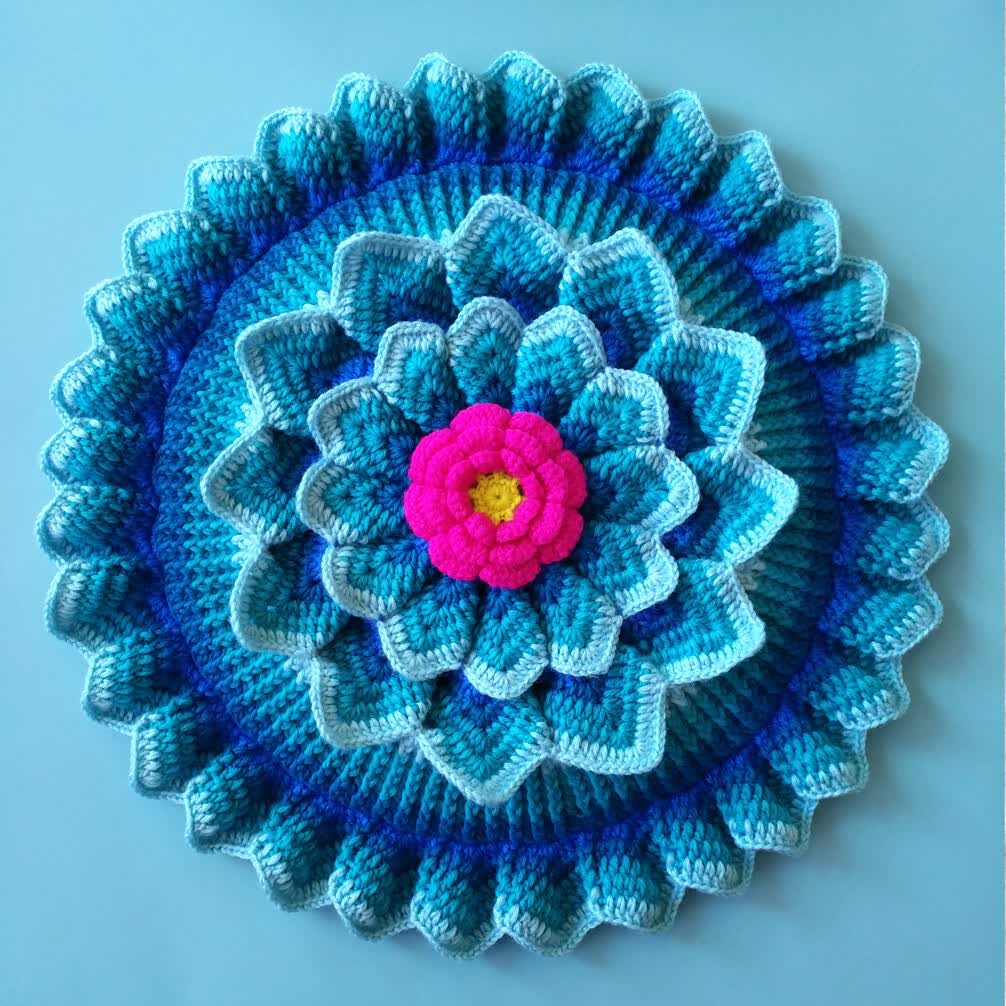 手工莲花坐垫毛线纯手工编织坐垫莲花椅垫diy家用办公椅垫车垫线钩