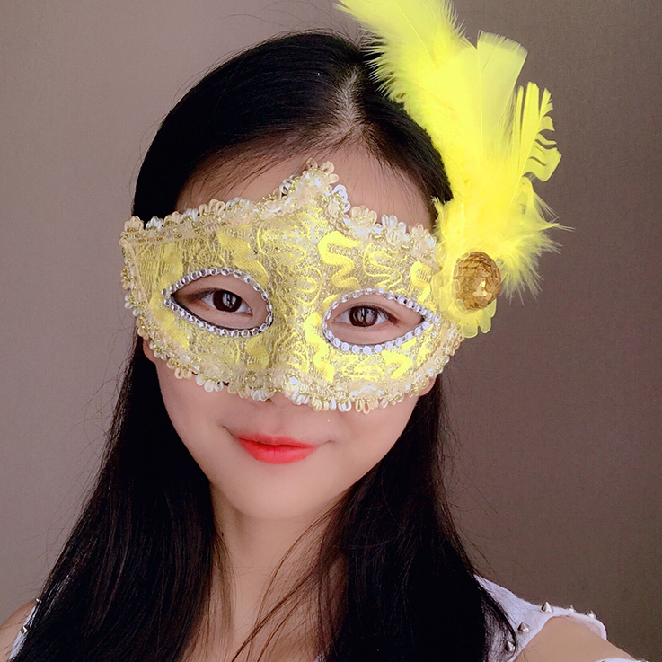 林中鸟 天使白雪公主面罩面具全脸半脸性感天使面具 蕾丝公主(粉色)