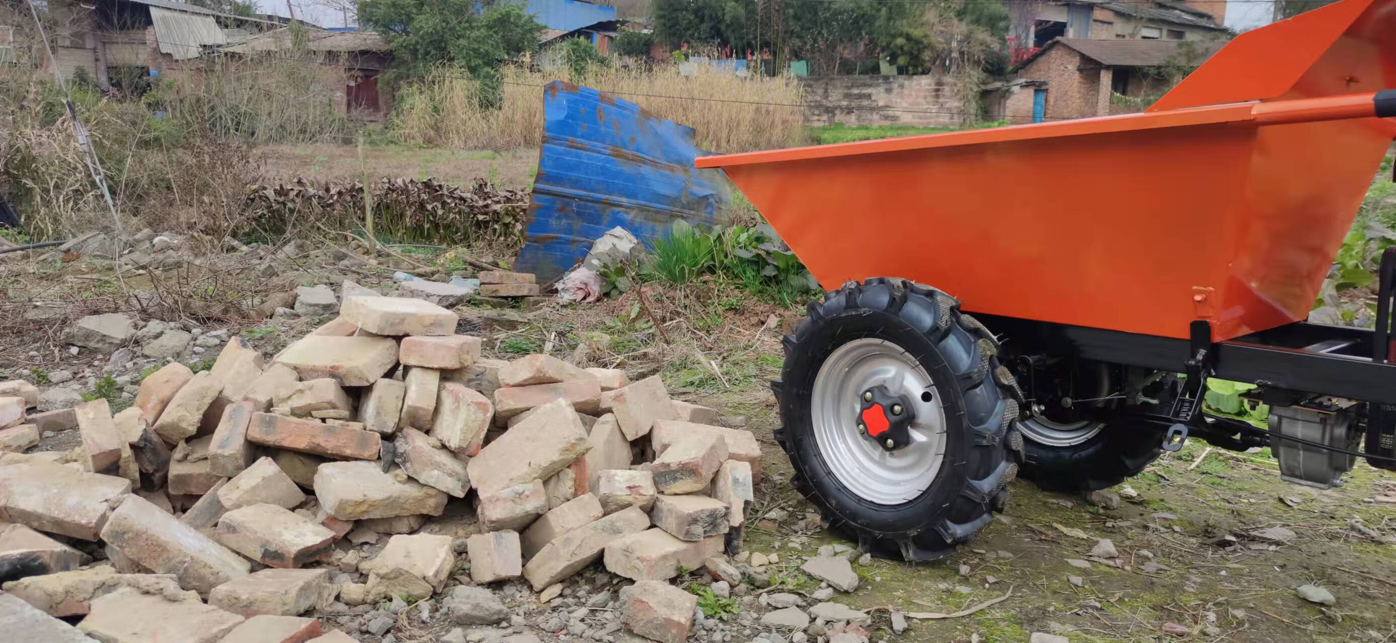 汽油灰斗运输斗车拉货爬坡车搬运手推车建筑工地翻斗车农用三轮车