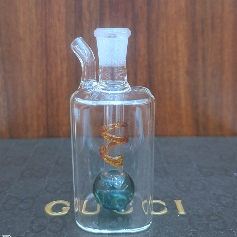 格逸方瓶直管盘簧水烟壶双重过滤玻璃水烟壶全套水烟斗过滤烟嘴配送