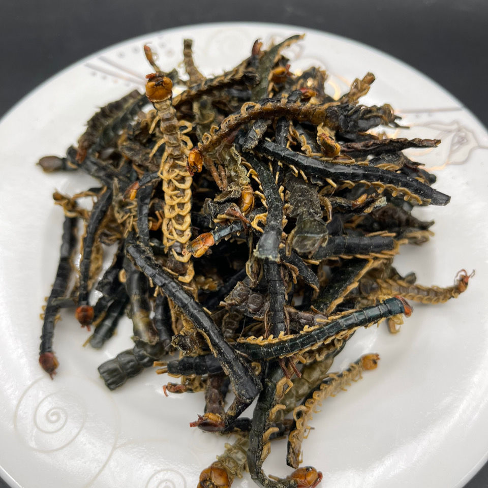 蜈蚣干中药材 大蜈蚣 无竹签蜈蚣皮 蜈蚣肉 川足蜈蚣 百足虫 大点(约